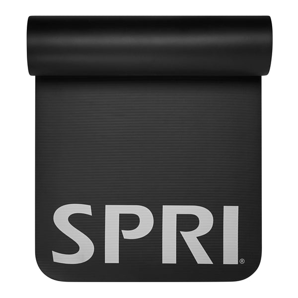 SPRI 12mm Pro Fitness Mat Black top rolled