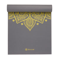 Gaiam Premium Citron Sundial Yoga Mat (6mm) top rolled