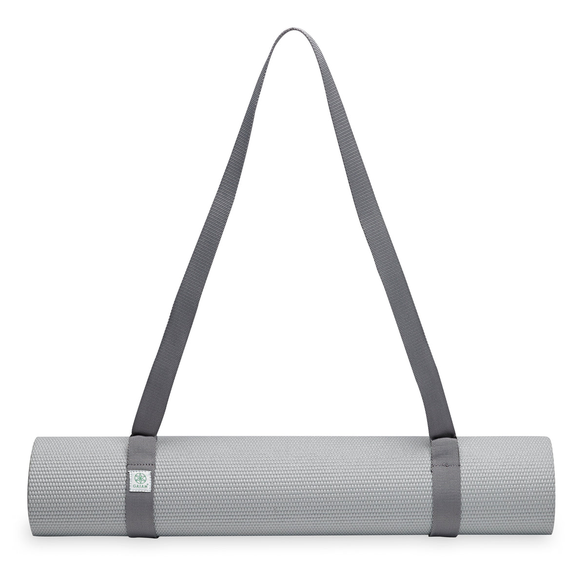 Gaiam Easy-Cinch Yoga Sling Grey on mat