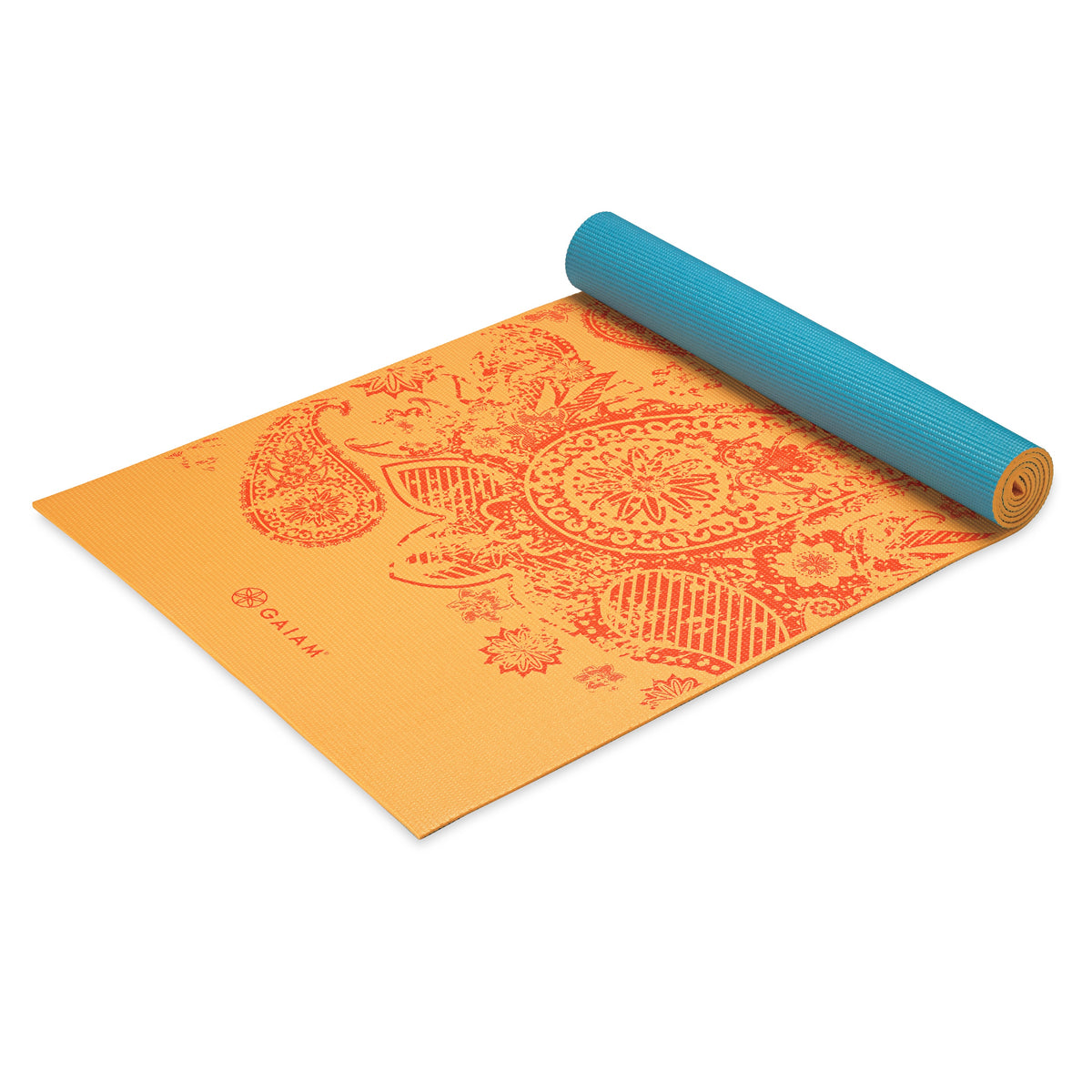 Gaiam Reversible Elephant Yoga Mat (6mm) Reverse top rolled angle