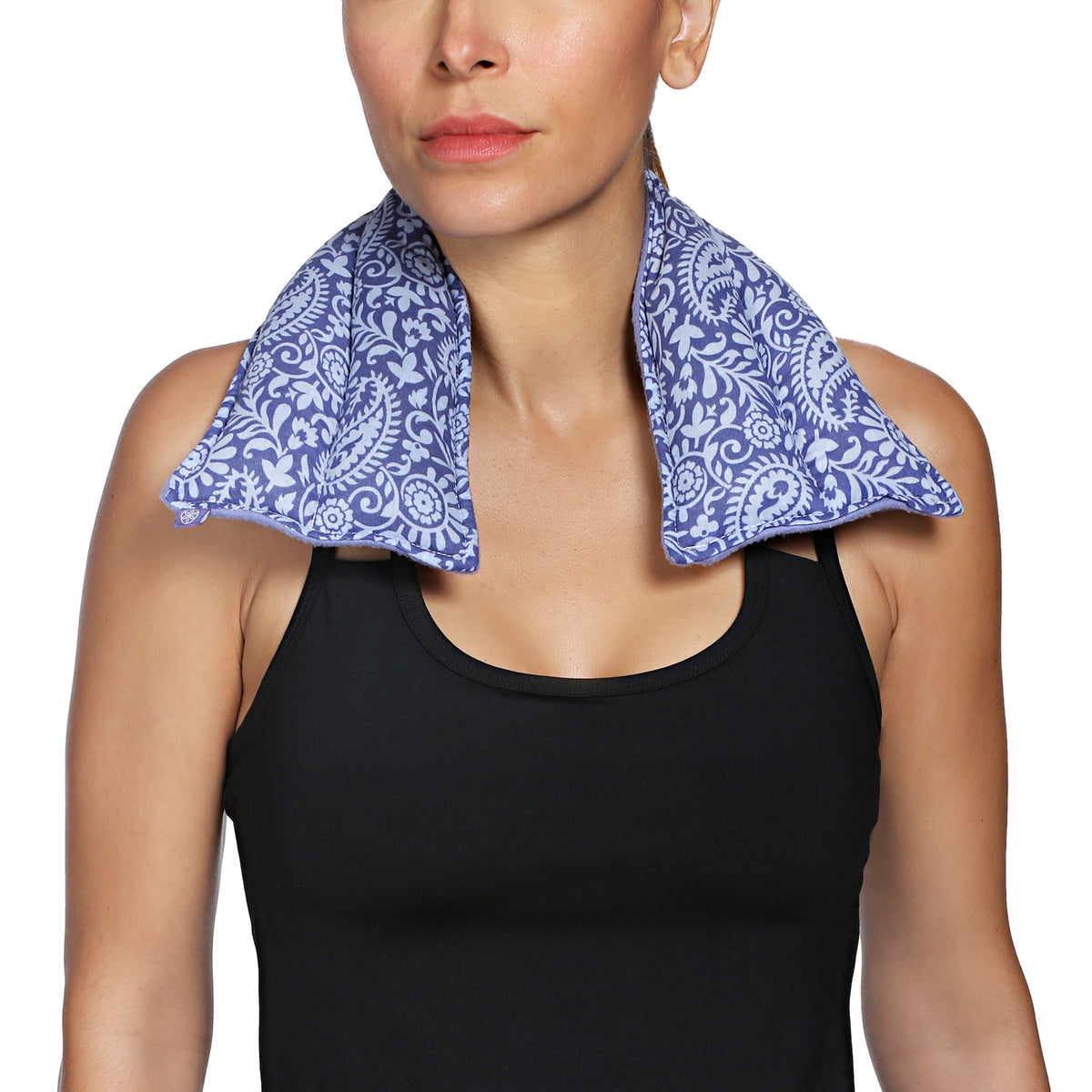 Gaiam Relax Neck & Shoulder Wrap folded around neck front