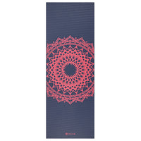 Gaiam Navy Fleur Marrakesh Yoga Mat (4mm) flat