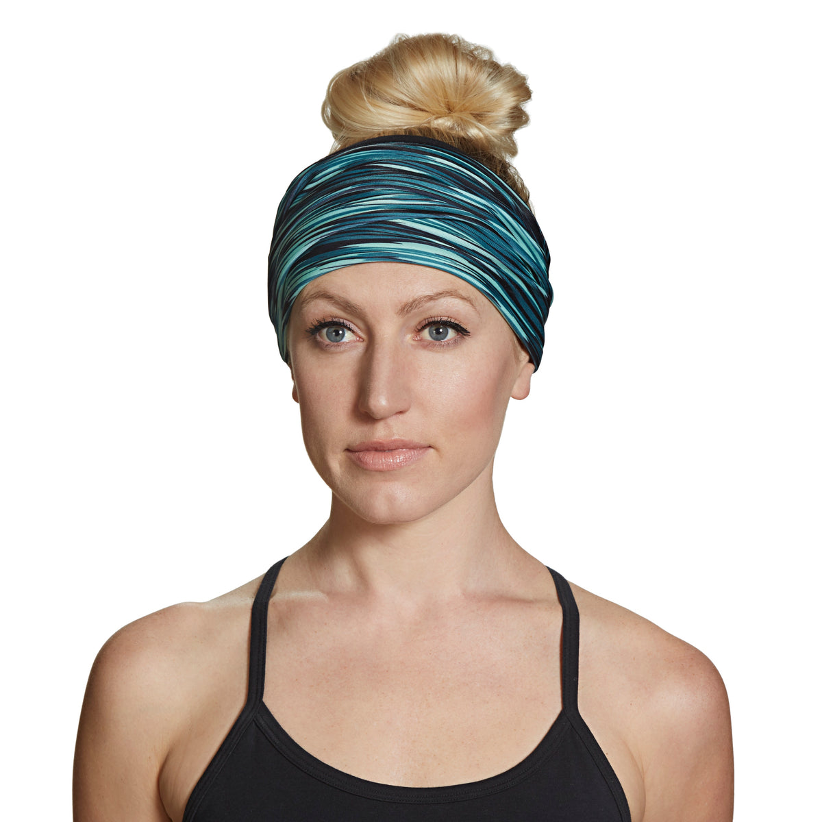 Gaiam Extra-Wide Headband printed side on model front
