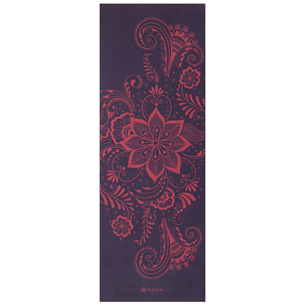 Gaiam Premium Aubergine Swirl Yoga Mat (6mm) flat