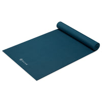 Gaiam Solid Color Yoga Mat Marine top rolled angle