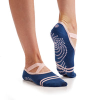 Gaiam Grippy Yoga-Barre Socks Indigo on model
