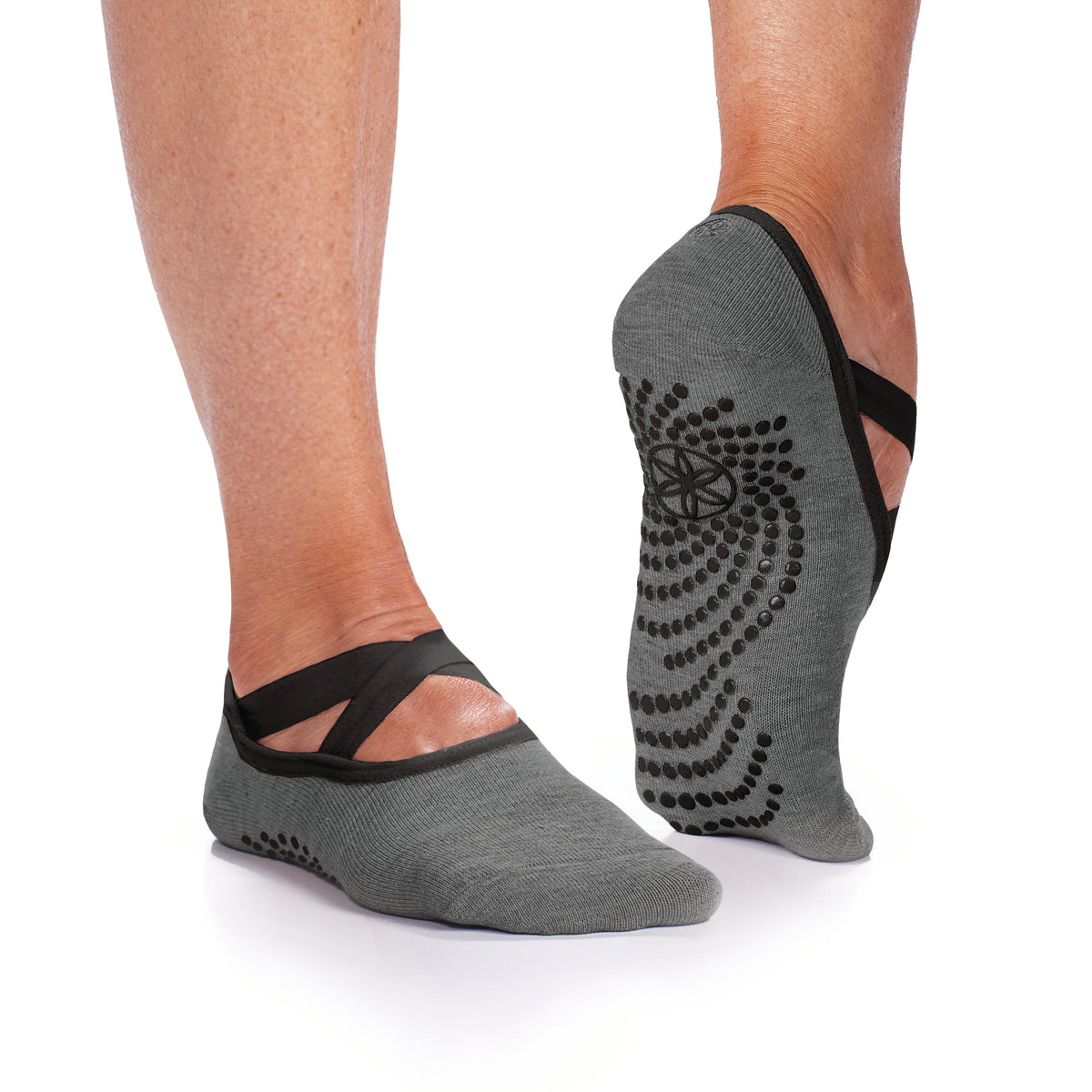 GAIAM GRIPPY YOGA-BARRE SOCKS - 2 PACK, COLOR - FOLKSTONE, ONE SIZE FITS  MOST