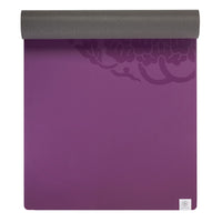 Gaiam Performance Dry-Grip Yoga Mat (5mm) Purple top rolled