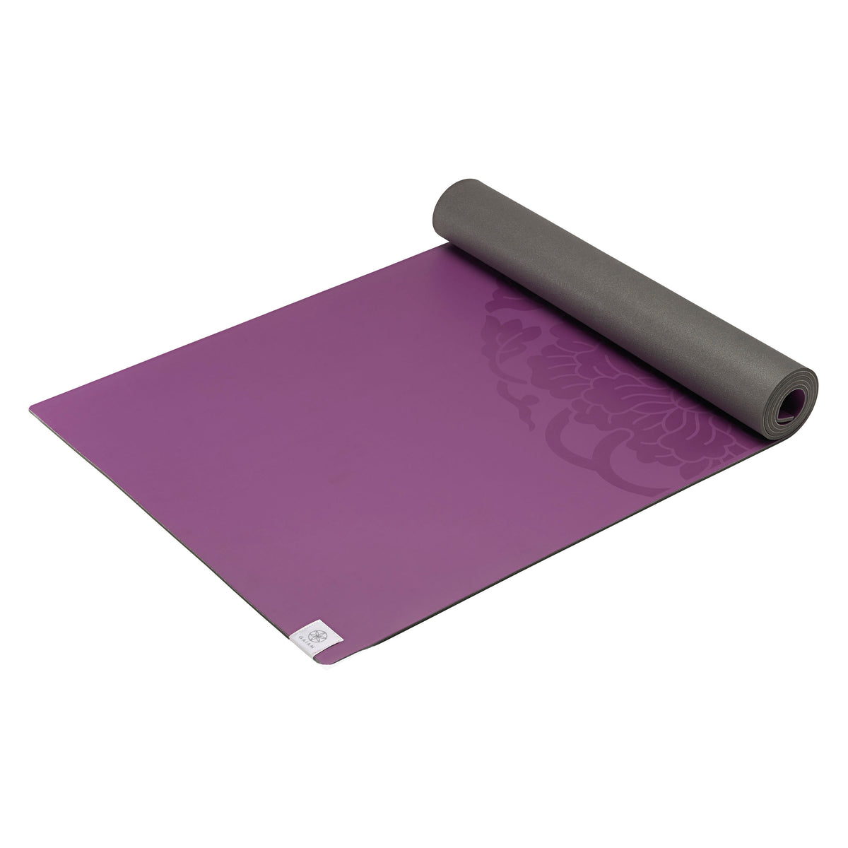 Gaiam Performance Dry-Grip Yoga Mat (5mm)  top rolled angle