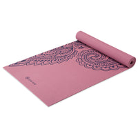 Gaiam Paisley Tropical Yoga Mat (5mm) top rolled angle