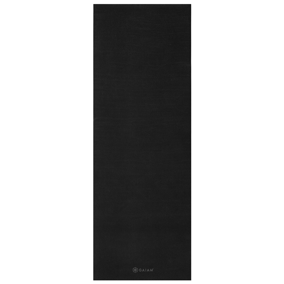 Gaiam Classic Solid Color Yoga Mat (5mm) Black flat