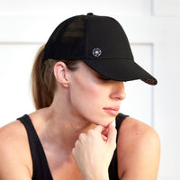Person wearing the Solstice Mesh Hat black  side view