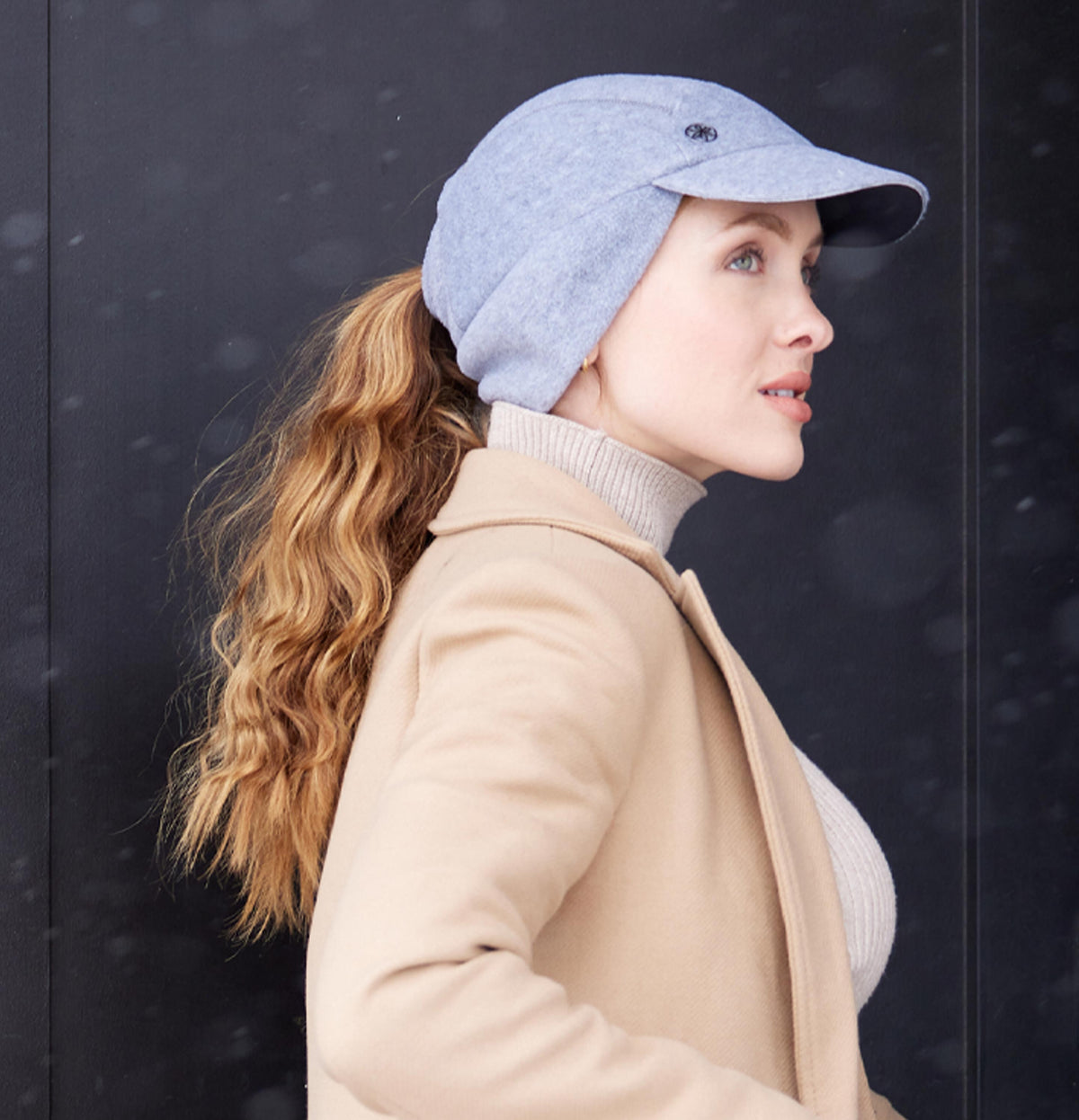 Side view of person wearing the Cozy Fleece Hat