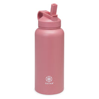 Gaiam 32oz Water Bottle Gift Pack Subtle Berry with straw top