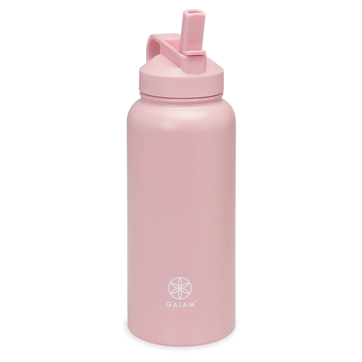 Gaiam 32oz Water Bottle Gift Pack Rosebud with straw top