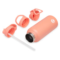 Gaiam 32oz Water Bottle Gift Pack Coral full gift pack on side