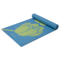 Gaiam Lotus Flower Yoga Mat top rolled angle