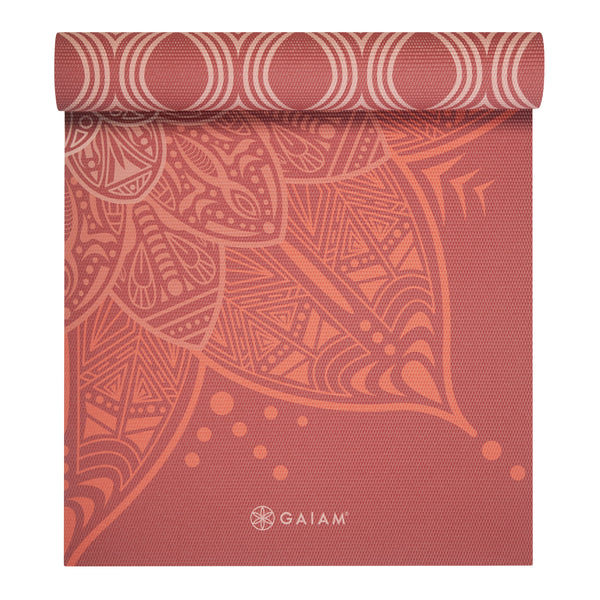 Gaiam Premium Reversible Changing Petals Yoga Mat (6mm) top rolled