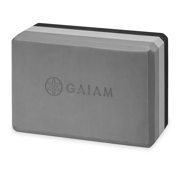 Gaiam Tri-Color Yoga Block Charcoal front angle