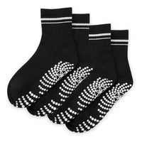 Set of black socks with white patterns on a white background
