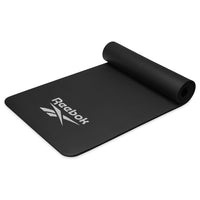 Reebok 10mm Fitness Mat Black top rolled angle