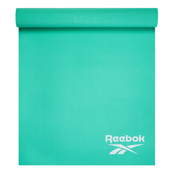 Reebok Solid Yoga Mat (5mm) Cyber Mint top rolled