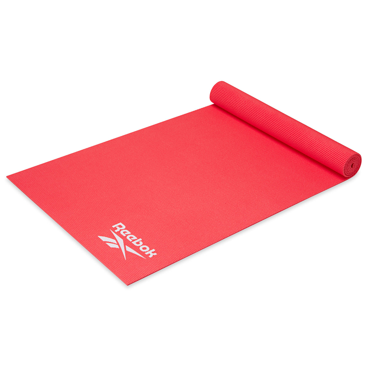 Reebok Solid Yoga Mat (5mm) Cherry top rolled angle