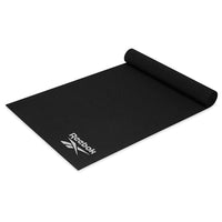 Reebok Solid Yoga Mat (5mm) Black top rolled angle