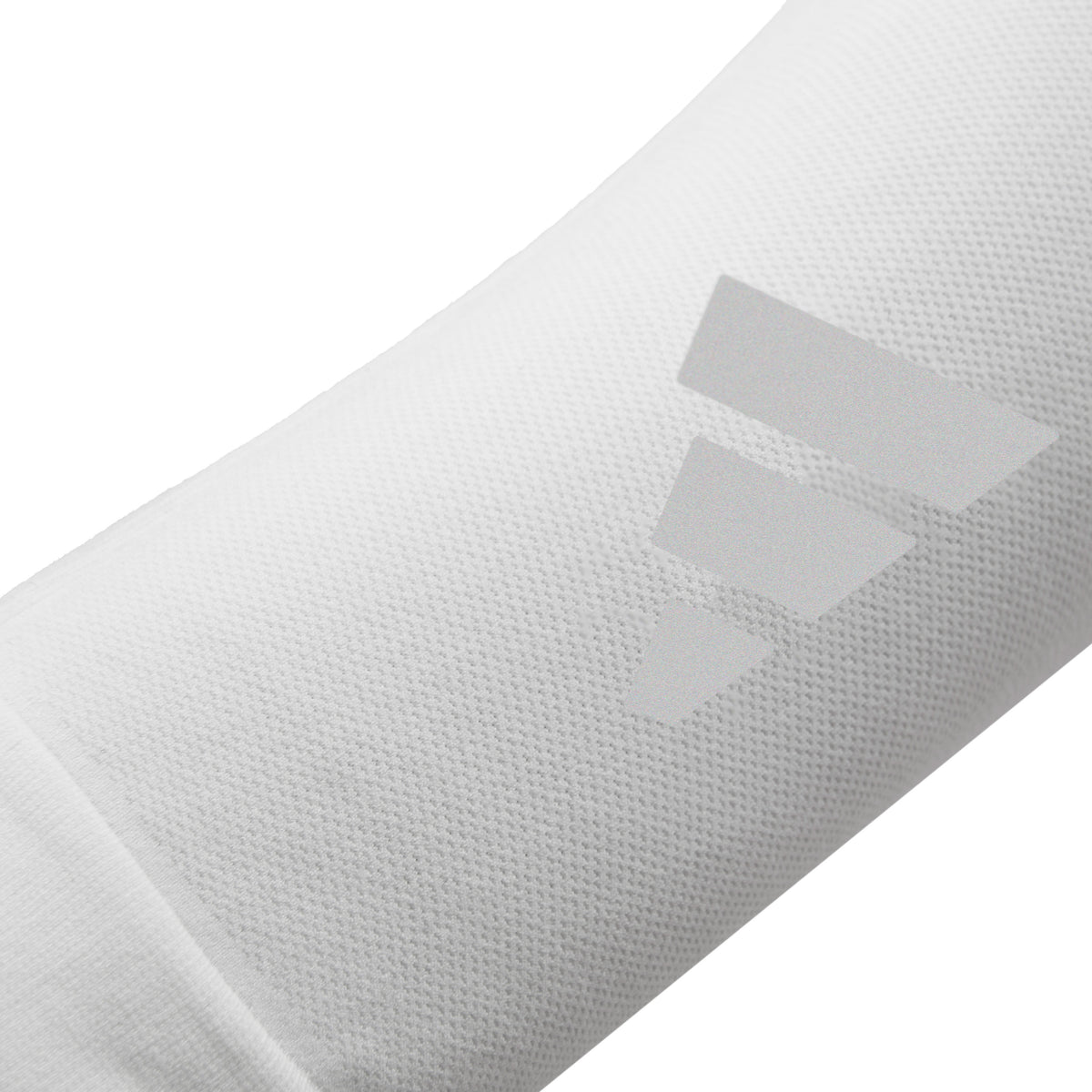 adidas Compression Arm Sleeves white logo closeup