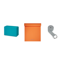 Yoga Bundle - Block (Vivid Blue), Mat (Orange), Strap (Grey)