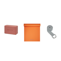 Yoga Bundle - Block (Very Coral), Mat (Orange), Strap (Grey)