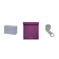 Yoga Bundle - Block (Wild Lilac), Mat (Purple), Strap (Grey)