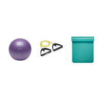 Fitness Bundle - Balance Ball (55cm), Xertube (Very Light), Fitness Mat (Teal)