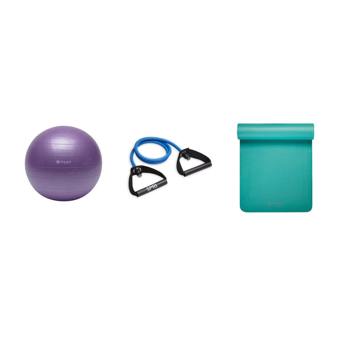 Fitness Bundle - Balance Ball (55cm), Xertube (Heavy), Fitness Mat (Teal)