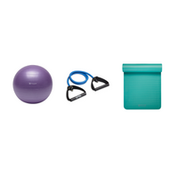 Fitness Bundle - Balance Ball (55cm), Xertube (Heavy), Fitness Mat (Teal)