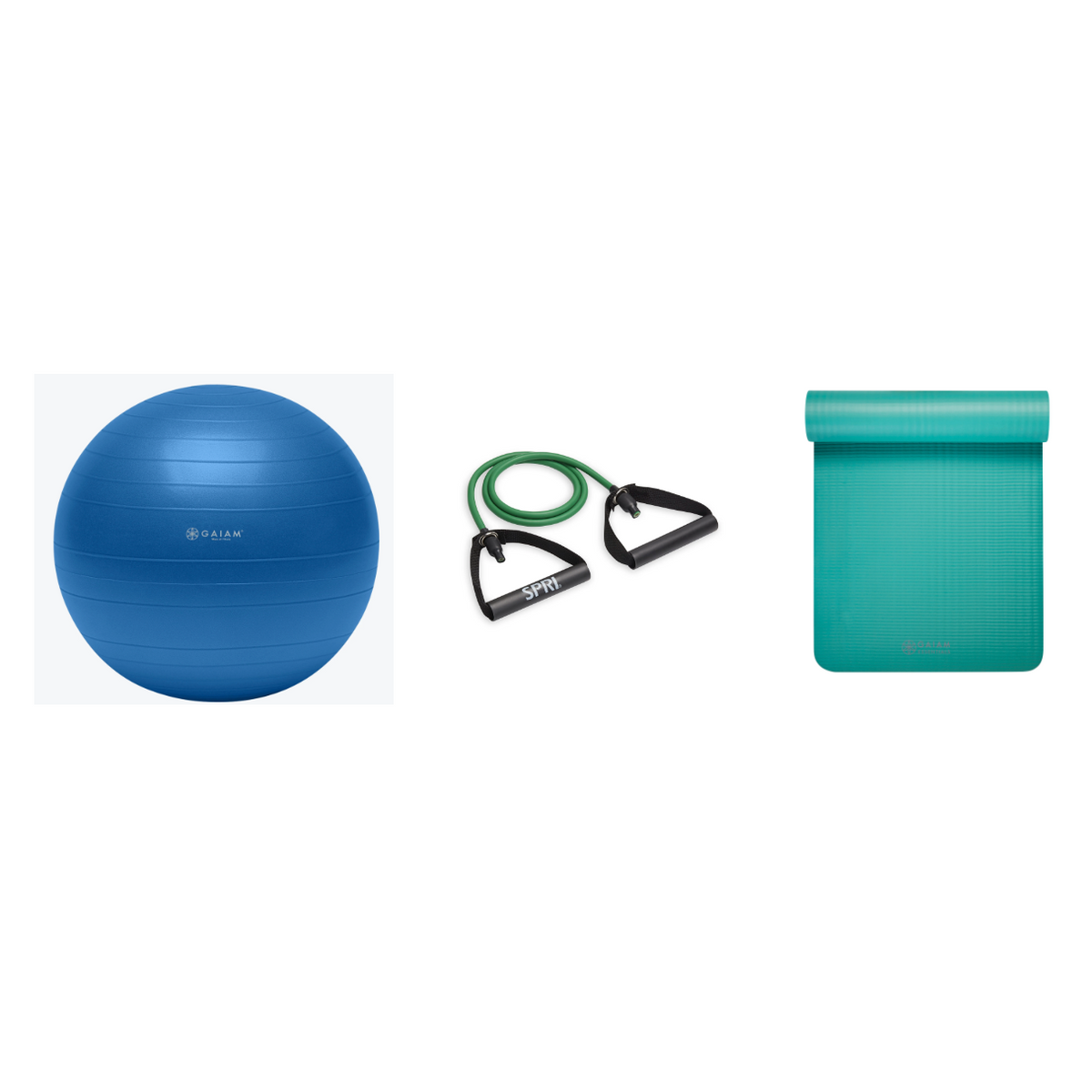 Fitness Bundle - Balance Ball (75cm), Xertube (Light), Fitness Mat (Teal)