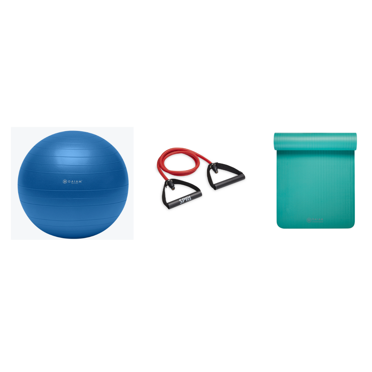 Fitness Bundle - Balance Ball (75cm), Xertube (Medium), Fitness Mat (Teal)