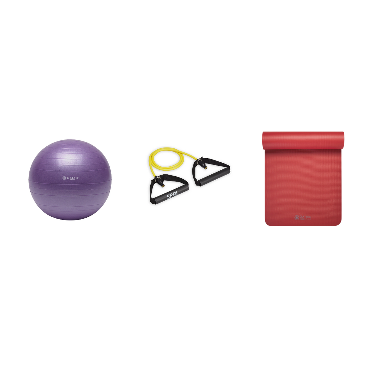 Fitness Bundle - Balance Ball (55cm), Xertube (Very Light), Fitness Mat (Red)