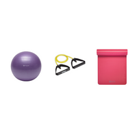 Fitness Bundle - Balance Ball (55cm), Xertube (Very Light), Fitness Mat (Pink)