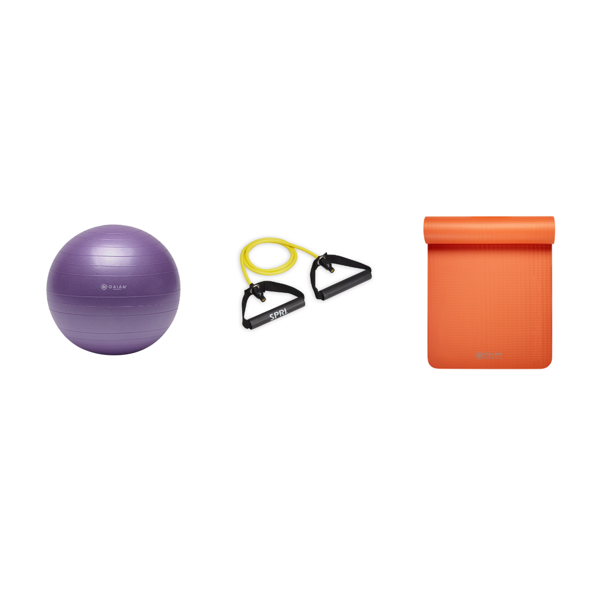 Fitness Bundle - Balance Ball (55cm), Xertube (Very Light), Fitness Mat (Orange)