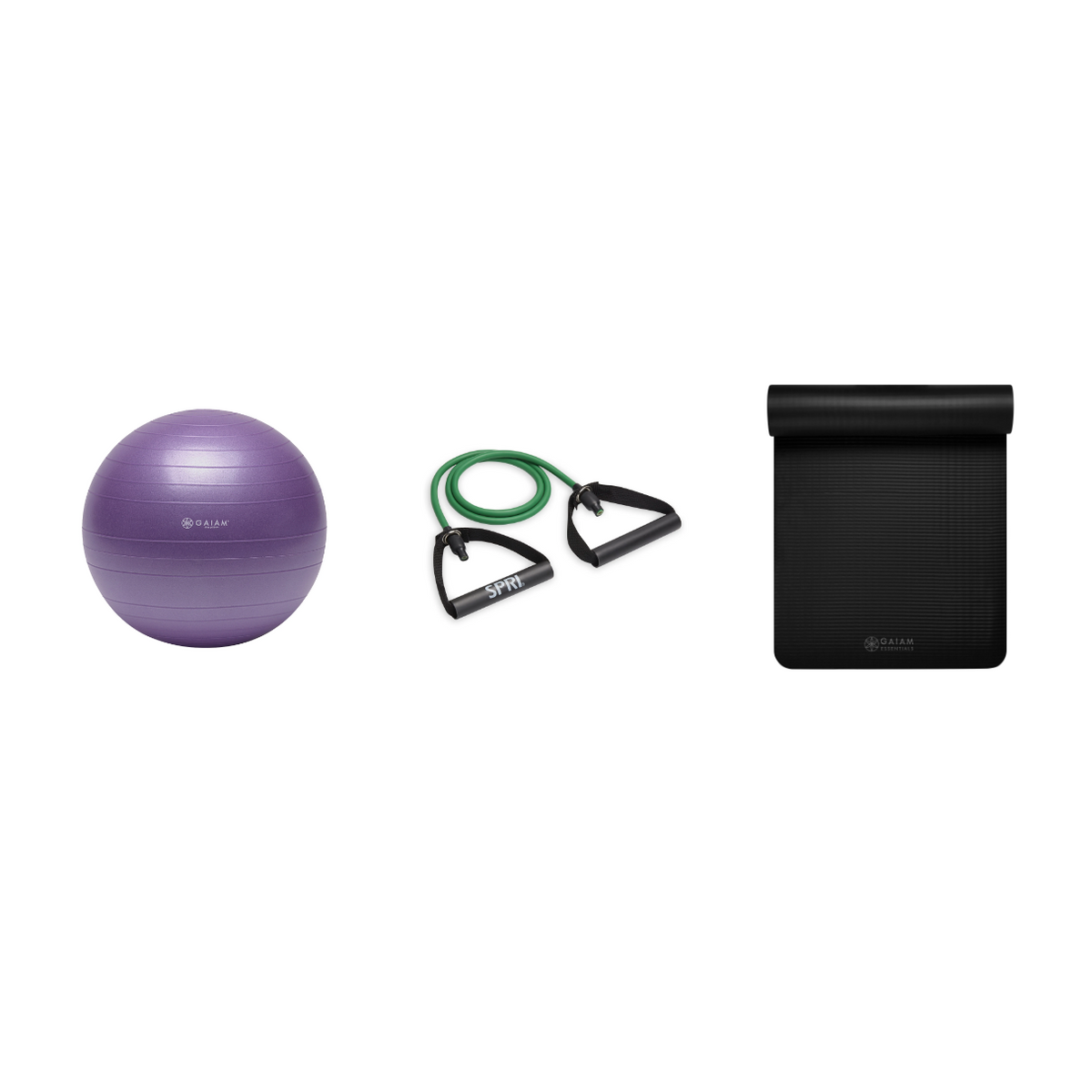 Fitness Bundle - Balance Ball (55cm), Xertube (Light), Fitness Mat (Black)