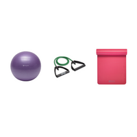 Fitness Bundle - Balance Ball (55cm), Xertube (Light), Fitness Mat (Pink)