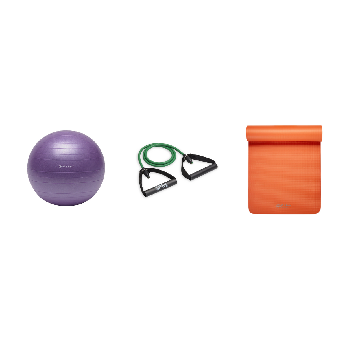 Fitness Bundle - Balance Ball (55cm), Xertube (Light), Fitness Mat (Orange)
