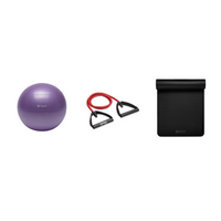Fitness Bundle - Balance Ball (55cm), Xertube (Medium), Fitness Mat (Black)
