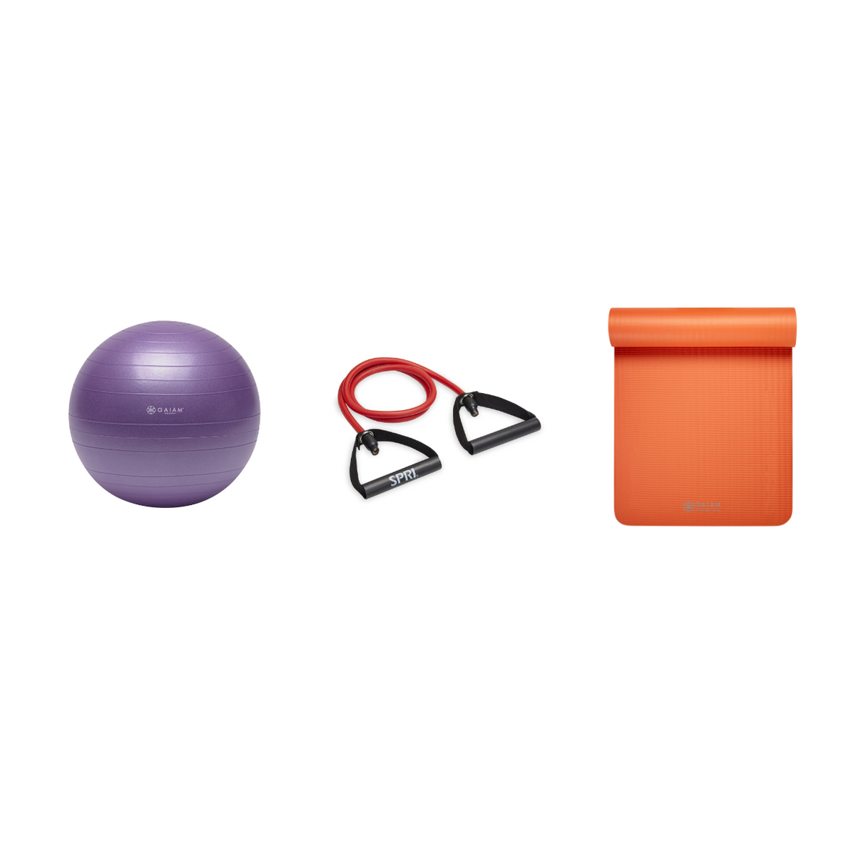 Fitness Bundle - Balance Ball (55cm), Xertube (Medium), Fitness Mat (Orange)