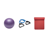 Fitness Bundle - Balance Ball (55cm), Xertube (Heavy), Fitness Mat (Red)