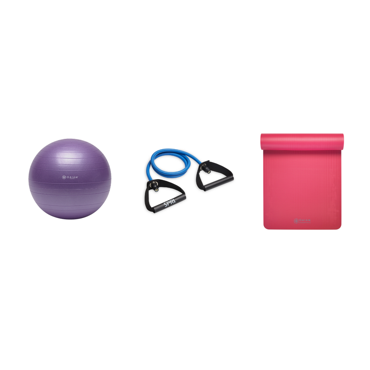 Fitness Bundle - Balance Ball (55cm), Xertube (Heavy), Fitness Mat (Pink)