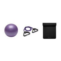 Fitness Bundle - Balance Ball (55cm), Xertube (Ultra Heavy), Fitness Mat (Black)