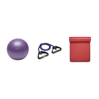 Fitness Bundle - Balance Ball (55cm), Xertube (Ultra Heavy), Fitness Mat (Red)