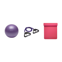 Fitness Bundle - Balance Ball (55cm), Xertube (Ultra Heavy), Fitness Mat (Pink)
